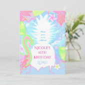 Tropical Luau Fun Colour Pineapse Party Einladung (Stehend Vorderseite)