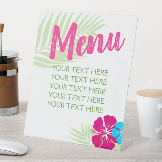 Tropical Luau Hawaiian Editable Menu Party Sockelschild (In Situ)