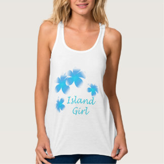 Tropical Luau Island Girl Floral Flown Tank Top