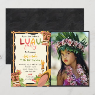 Tropical Luau Mask Geburtstag Einladung mit Foto