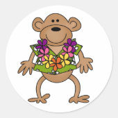 Tropical Luau Monkey Runder Aufkleber (Vorderseite)