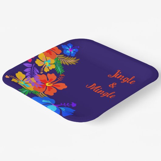 Tropical Luau Party Hibiskus Custom Wording Pappteller (Gewinkelt)