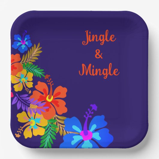 Tropical Luau Party Hibiskus Custom Wording Pappteller (Vorderseite)