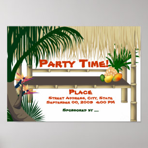 Tropical Luau Party Tiki Bar Hut Einladung Poster