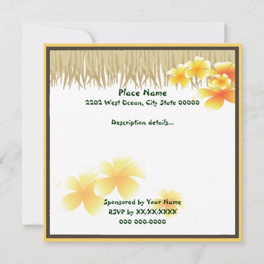 Tropical Luau Party Tiki Hut Einladung (Rückseite)