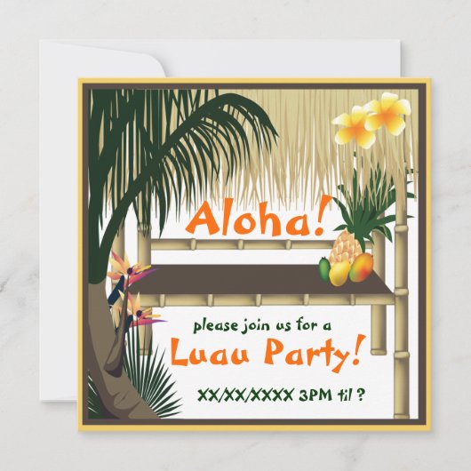 Tropical Luau Party Tiki Hut Einladung (Vorderseite)