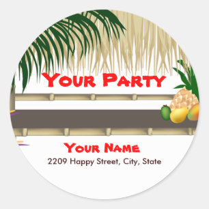 Tropical Luau Party Tiki Hut Sticker