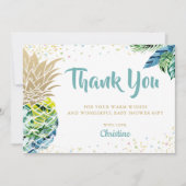 Tropical Luau Pineaple Baby Dusche Vielen Dank Dankeskarte (Vorderseite)