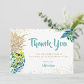 Tropical Luau Pineaple Baby Dusche Vielen Dank Dankeskarte (Stehend Vorderseite)