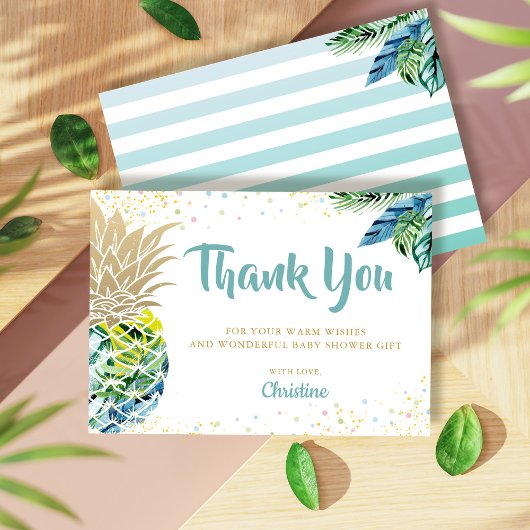 Tropical Luau Pineaple Baby Dusche Vielen Dank Dankeskarte