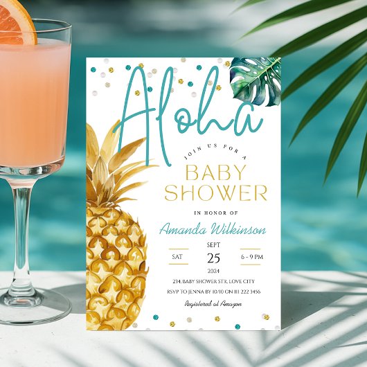 Tropical Luau Pineaple Beach Aloha Babydusche Einladung