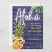 Tropical Luau Pineaple Beach Boy Blue Geburtstag Einladung (Vorderseite)