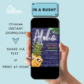 Tropical Luau Pineaple Beach Boy Blue Geburtstag Einladung