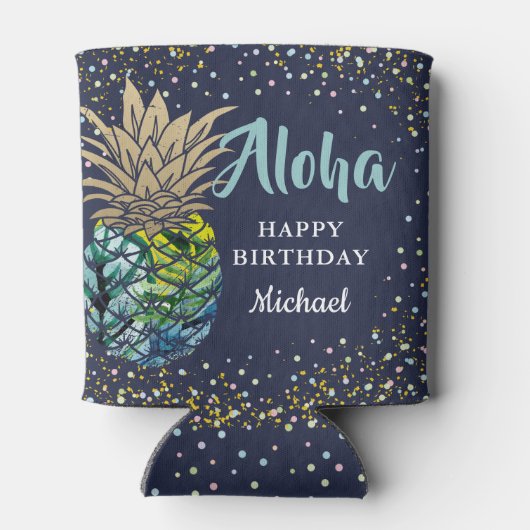 Tropical Luau Pineaple Navy Blue Beach Party Dosenkühler (Rückseite)