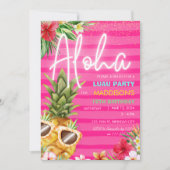 Tropical Luau Pineapse Beach Pink Girl Geburtstag Einladung (Vorderseite)