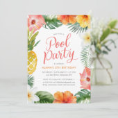 Tropical Luau Pool Party Geburtstag Einladung (Stehend Vorderseite)