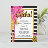 Tropical Luau Stripes Sweet 16 Geburtstag Einladung (Stehend Vorderseite)