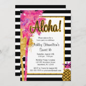 Tropical Luau Stripes Sweet 16 Geburtstag Einladung (Vorne/Hinten)