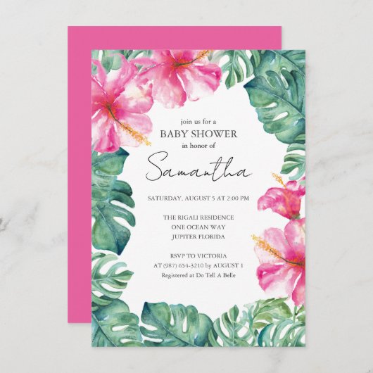 Tropical Luau Theme Baby Shower Einladung (Vorne/Hinten)