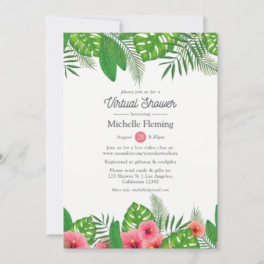 Tropical Luau Virtual Bridal oder Babydusche Einladung (Vorderseite)