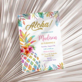 Tropical Luau Watercolor Ananas Geburtstag Einladung
