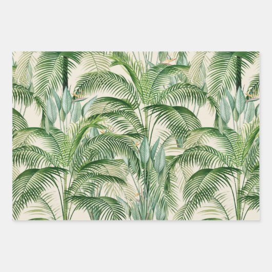 Tropical Lush Foliage Palm Blätter Muster (Vorderseite 3)