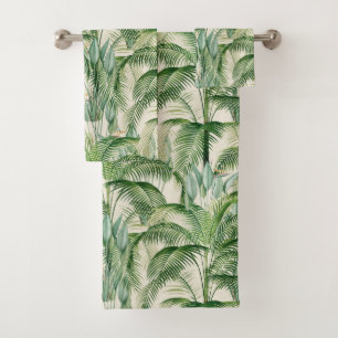 Tropical Lush Foliage Palm Blätter Muster Badhandtuch Set