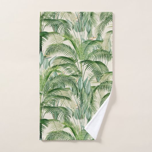 Tropical Lush Foliage Palm Blätter Muster Badhandtuch Set (Handtuch)