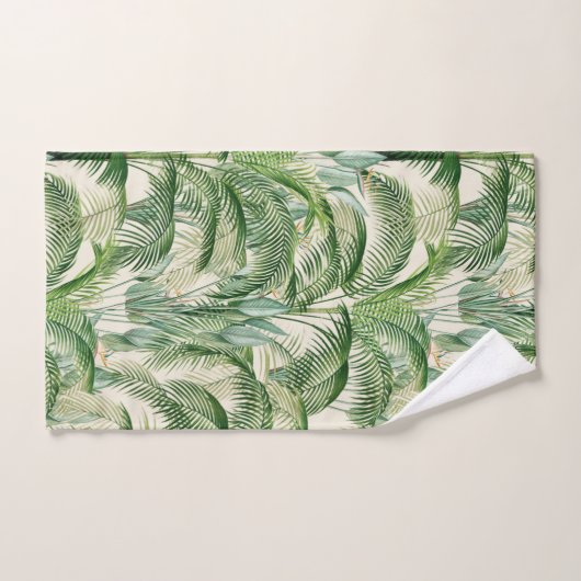 Tropical Lush Foliage Palm Blätter Muster Badhandtuch Set (Handtuch)