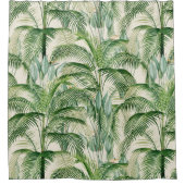 Tropical Lush Foliage Palm Blätter Muster Duschvorhang (Vorderseite)