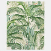 Tropical Lush Foliage Palm Blätter Muster Fleecedecke (Vorderseite)