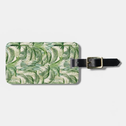 Tropical Lush Foliage Palm Blätter Muster Gepäckanhänger (Vorderseite horizontal)