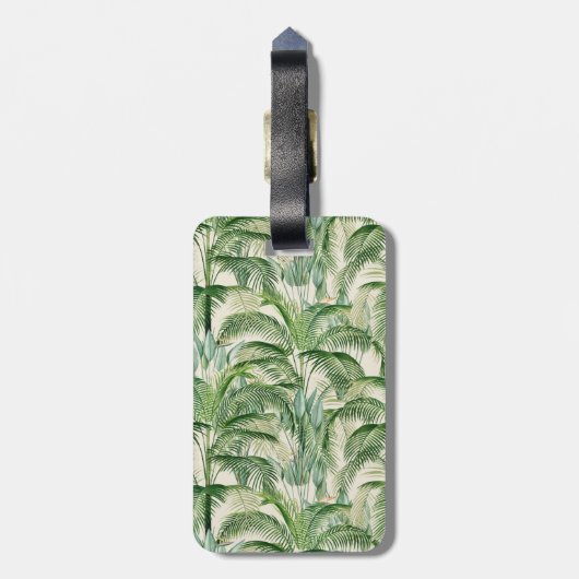 Tropical Lush Foliage Palm Blätter Muster Gepäckanhänger (Rückseite vertikal)