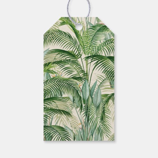 Tropical Lush Foliage Palm Blätter Muster Geschenkanhänger (Rückseite)