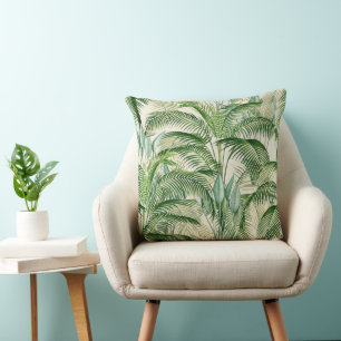 Tropical Lush Foliage Palm Blätter Muster Kissen