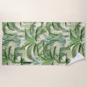 Tropical Lush Foliage Palm Blätter Muster Strandtuch (Vorderseite)