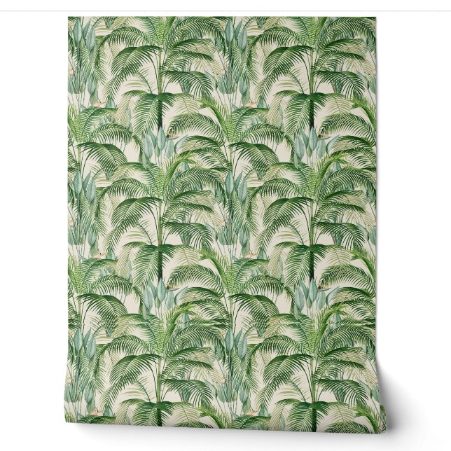 Tropical Lush Foliage Palm Blätter Muster Tapete (Abrollen)