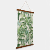 Tropical Lush Foliage Palm Blätter Muster Wandteppich Mit Holzrahmen (Gewinkelt)