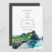 Tropical Lush Greenery Island View Beach Hochzeit Einladung (Vorne/Hinten)