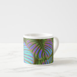 Tropical Lush Magenta Blätter Espresso Tasse