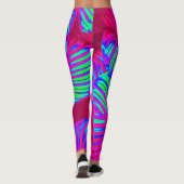 Tropical Lush Magenta Blätter Leggings (Rückseite)