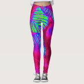 Tropical Lush Magenta Blätter Leggings (Vorderseite)