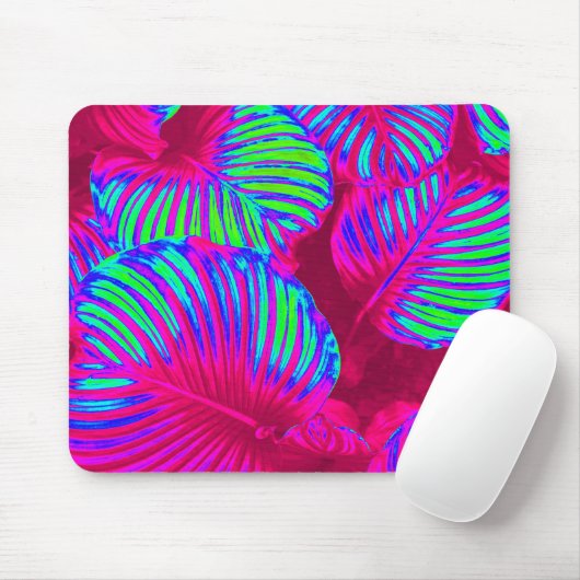 Tropical Lush Magenta Blätter Mousepad (Mit Mouse)