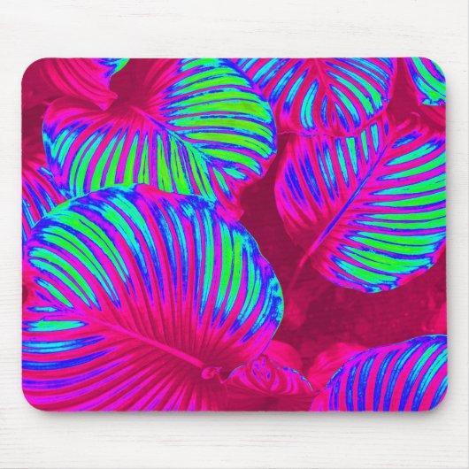 Tropical Lush Magenta Blätter Mousepad (Vorne)