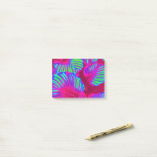 Tropical Lush Magenta Blätter Post-it Klebezettel (Auf Schreibtisch)
