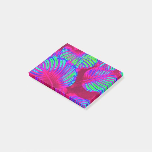 Tropical Lush Magenta Blätter Post-it Klebezettel (angewinkelt)