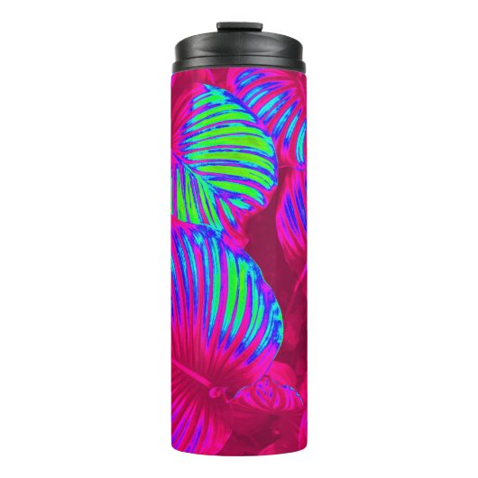 Tropical Lush Magenta Blätter Thermosbecher (Vorderseite)