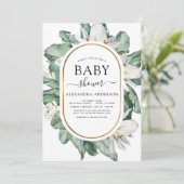 Tropical Magnolia Baby Dusche Grüne Floral Invi Einladung (Stehend Vorderseite)
