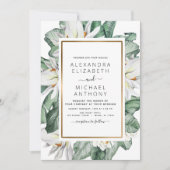 Tropical Magnolia Greenery Floral Palm Wedding Inv Einladung (Vorderseite)