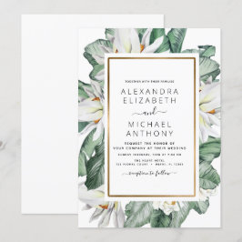 Tropical Magnolia Greenery Floral Palm Wedding Inv Einladung